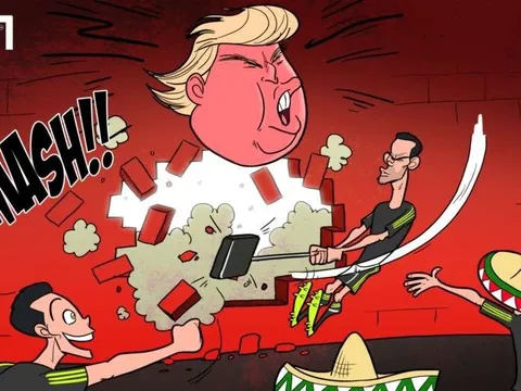 Hí họa cầu thủ Mexico đập vỡ 'bức tường' Donald Trump