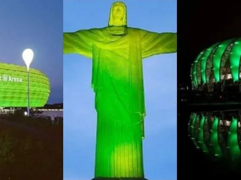 Nhiều biểu tượng trên thế giới đổi màu xanh tưởng nhớ CLB Chapecoense