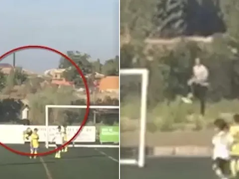 Ronaldo sắm vai người nhặt bóng trong trận đấu của con trai