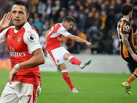 Sanchez cú đúp, Xhaka siêu phẩm, Arsenal thắng đậm 10 người Hull City