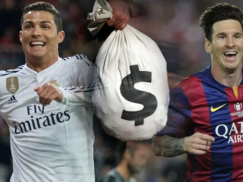 Về tiền bạc, Messi đang vượt Ronaldo
