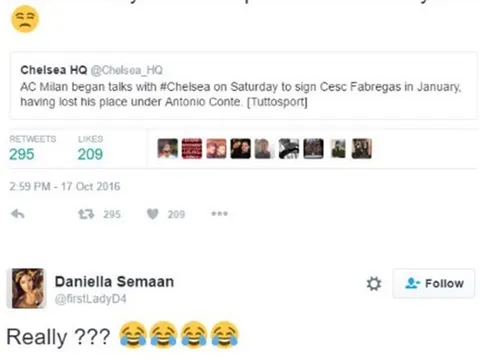 Vợ Fabregas lên tiếng trước tin đồn liên quan đến Milan