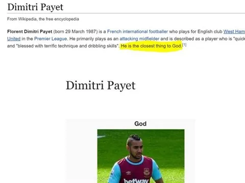 Wikipedia ví Dimitri Payet như thần