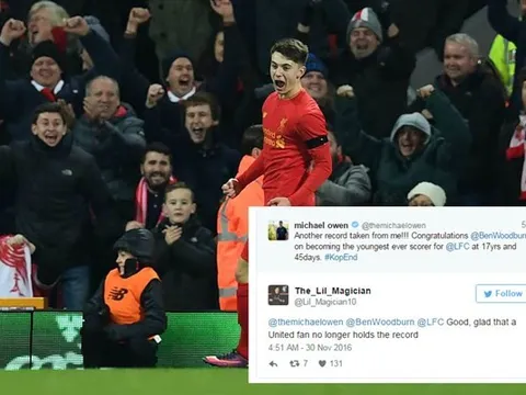 Woodburn lập kỷ lục, fan Liverpool hả hê 'ném đá' Owen