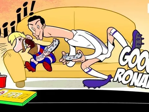 Hí họa Ronaldo ăn mừng chỉ số cao hơn Messi trong FIFA