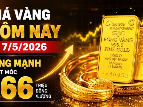 Bảng giá vàng 9999 24K 18K SJC DOJI PNJ hôm nay 7/5/2026
