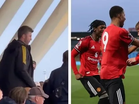 Michael Carrick ngồi cùng fan xem đội trẻ MU hạ Man City