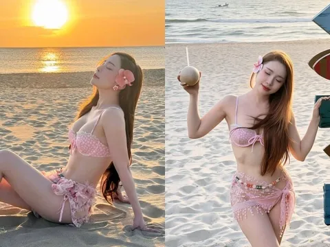 Mỹ nhân diện bikini khoe làn da trắng như bông bưởi, lộ cơ bụng số 11 săn chắc khiến nam thần VTV vội vàng "thả thính"