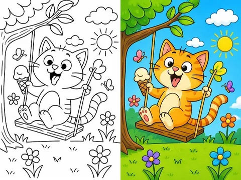 Những bức tranh tô màu chú mèo tinh nghịch giúp bé vừa chơi vừa học, thỏa sức sáng tạo