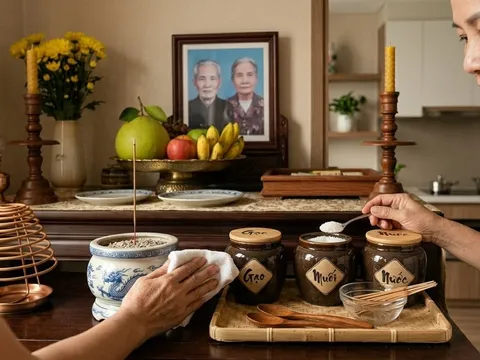 Nhiều nhà để hũ gạo, muối trên bàn thờ cả năm không thay: Chuyên gia nhắc điều cần lưu ý