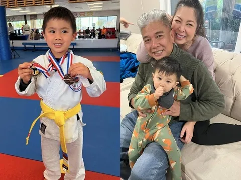 NSND Hồng Vân khoe cháu ngoại ở Mỹ đoạt Huy chương Vàng, gương mặt ngày càng điển trai, thừa hưởng đôi mắt từ bà