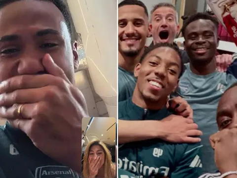 Gabriel Magalhaes rơi nước mắt ngày Arsenal vô địch