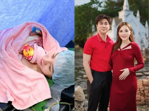 Saka Trương Tuyền sinh con chung với Hồ Việt Trung, bé Xí Muội lên chức chị gái