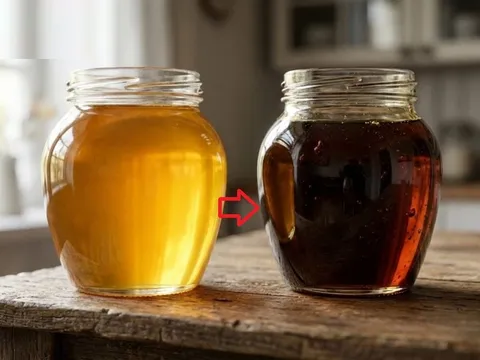 Mật ong đang vàng óng chuyển sang sậm đen là vì sao?