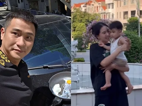 Sao Việt 24h: Minh Tiệp tráng trứng ngoài trời trên nắp ô tô, Mai Ngọc 6h sáng đưa con đi dạo trước khi trời nóng