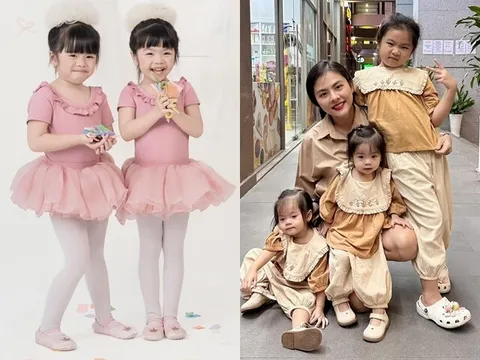 Vân Trang đưa 2 "tiểu công chúa" 5 tuổi lên sân khấu nối nghiệp mẹ, cặp chị em ngày càng dạn dĩ, tính cách trái ngược