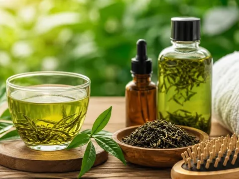 Cách dùng trà xanh đúng có thể hỗ trợ ngăn tóc bạc sớm, giảm rụng tóc và giúp tóc khỏe hơn