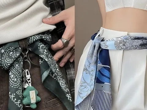Khăn lụa buộc ngang hông trở thành “vũ khí” nâng tầm outfit mùa hè
