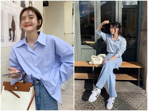 Sơ mi xanh oversized – món đồ “quốc dân” giúp nàng công sở trẻ trung và thanh lịch