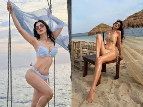 Mẹ đơn thân Vbiz diện bikini khoe dáng nóng bỏng khiến hội gái trẻ nhìn còn mê, sinh quý tử điển trai cao hơn 1m85