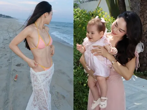 Cô giáo hot girl ở TP.HCM khoe dáng sau sinh với bikini đẹp rụng rời, ái nữ lai Tây xinh như búp bê