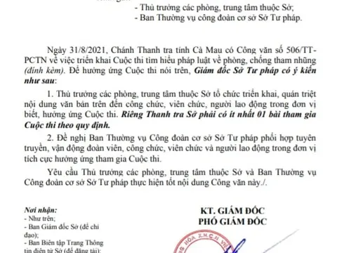 Cà Mau: Triển khai 'Cuộc thi tìm hiểu pháp luật về phòng, chống tham nhũng'