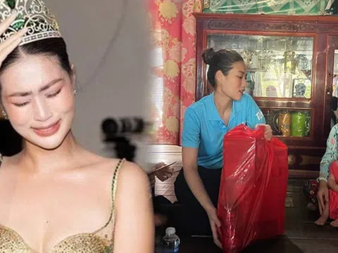 Hoa hậu Thiên Ân gây xúc động khi đến nhà bé Hạo Nam dịp cận Tết