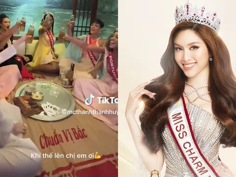 Video: Thanh Thanh Huyền 'thao túng' hội chị em Miss Charm, ngồi chiếu ăn cơm nhưng cách cụng ly mới gây sốt